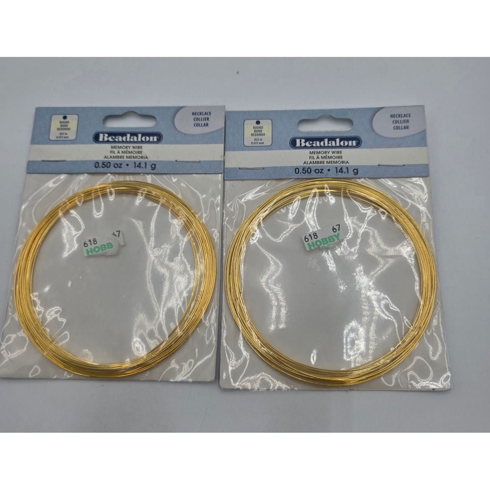 Beadalon Gold Memory Wire Round 0.025in Necklace 0.50oz 2 Packs
